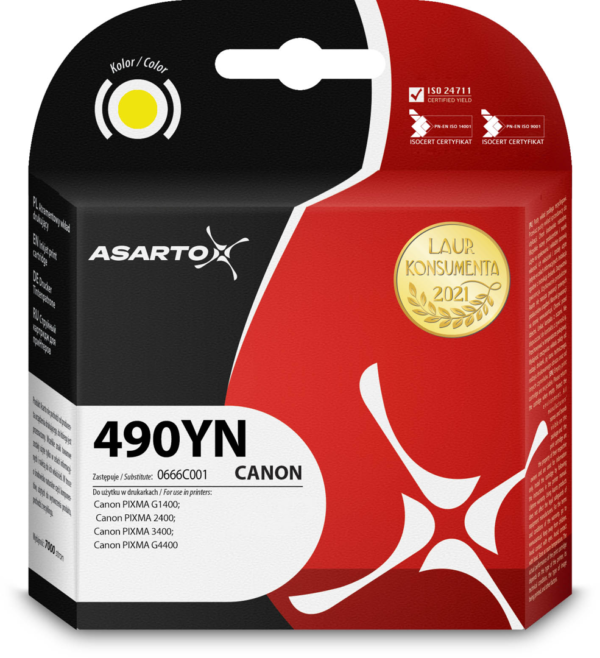 Tusz Asarto do Canon 490YN | 0666C001 | 70ml | yellow sklep