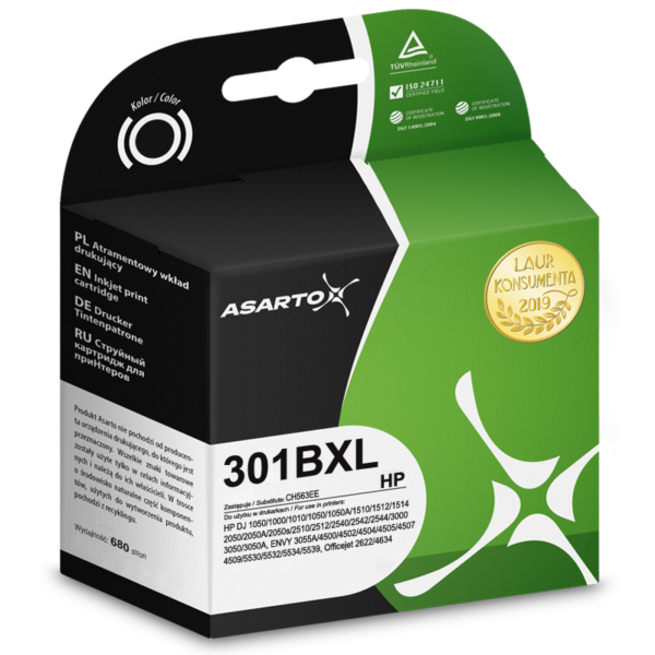 Tusz Asarto do HP 301BXL | CH563EE | 680 str. | black sklep
